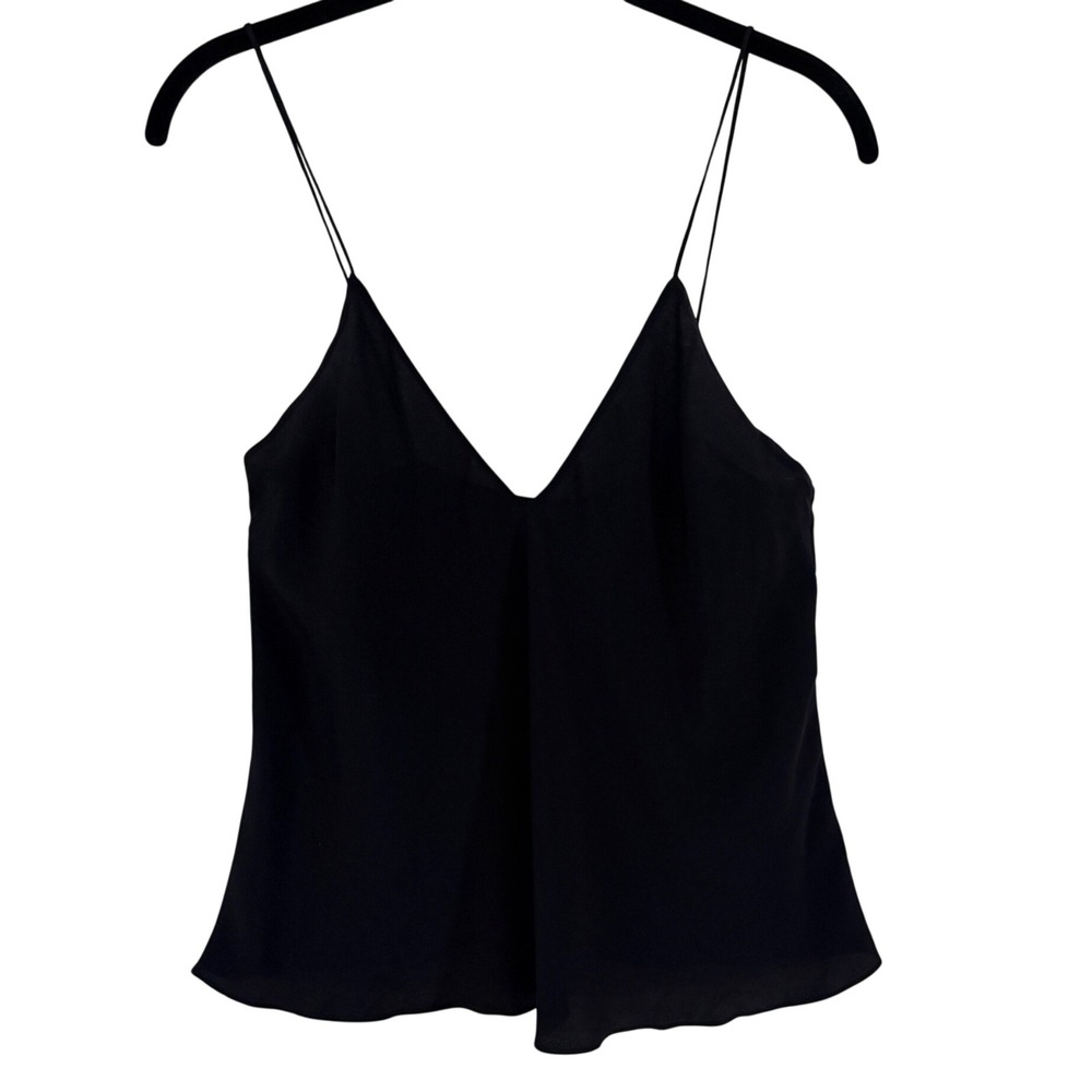 Khaite Black 100% Silk V-Neck Spaghetti Strap Camisole Top NWT Size 8